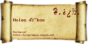 Holes Ákos névjegykártya